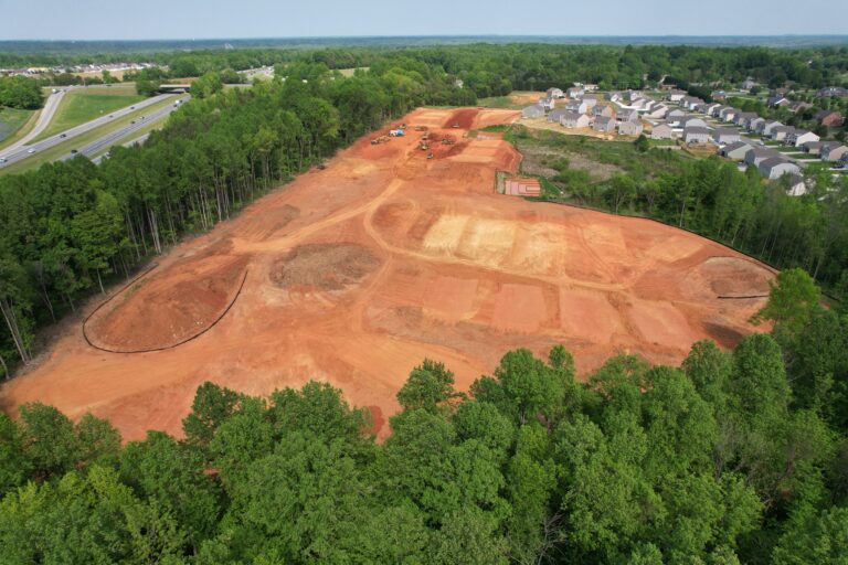 Drone Photography of Grading Progress at Steeplegate Village, Trinity, NC - Construction Site Development